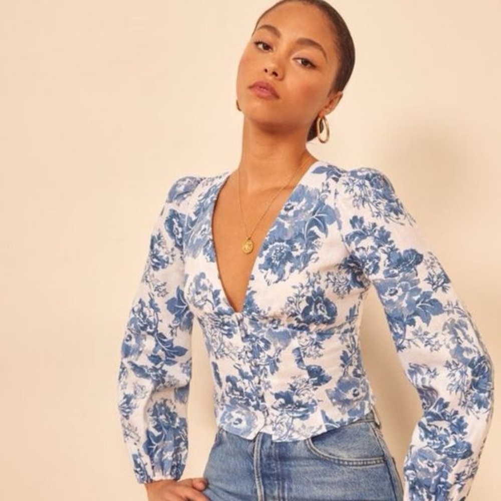 Reformation Aryn long sleeve floral top (Olympia)